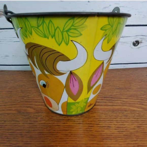 Chein Vintage Toy Bucket Pail Cow Farmhouse Decor - Picture 9 of 9